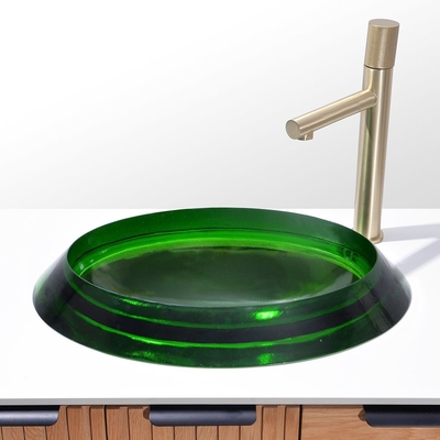 Semi-incorporati vasche di vetro vetrate ovali vasche di vetro verde vasca da lavaggio