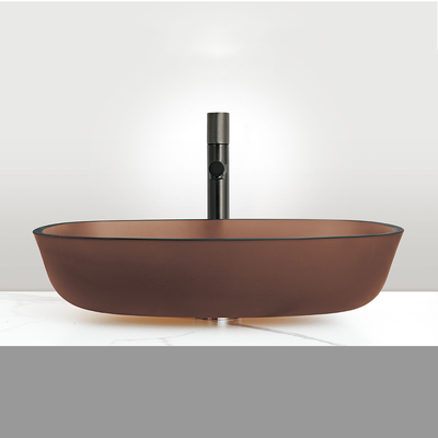 Lavatorio di lavanderia moderno Matt Gold Tea Glass Vanity Top Sink