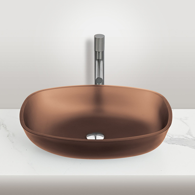 Lavatorio di lavanderia moderno Matt Gold Tea Glass Vanity Top Sink