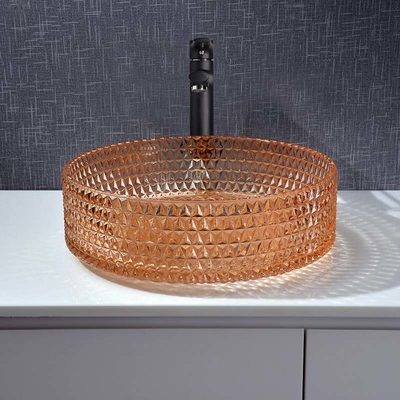 Lavandino di Diamond Round Wash Hand Basin Amber Color Glass Bowl Bathroom