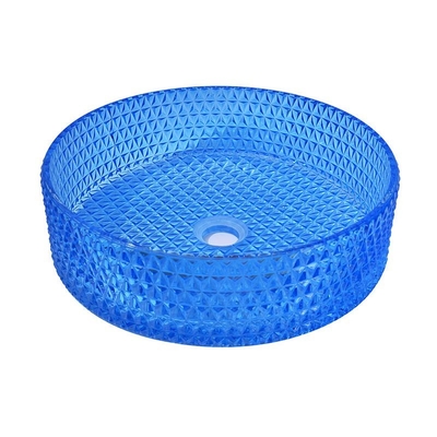 Intorno al tipo colore blu Crystal Diamond di vetro del lavabo del bagno di 120mm