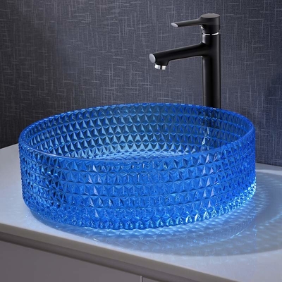 Intorno al tipo colore blu Crystal Diamond di vetro del lavabo del bagno di 120mm