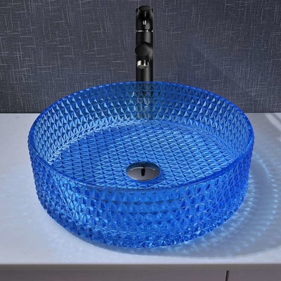 Intorno al tipo colore blu Crystal Diamond di vetro del lavabo del bagno di 120mm