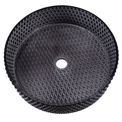 Lavandino rotondo nero trasparente a 22 pollici del controsoffitto di Diamond Shape Crystal Wash Basin